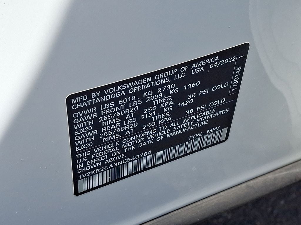 2022 Volkswagen Atlas 3.6L V6 SE w/Technology