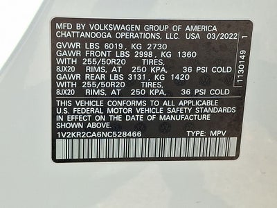 2022 Volkswagen Atlas 3.6L V6 SE w/Technology