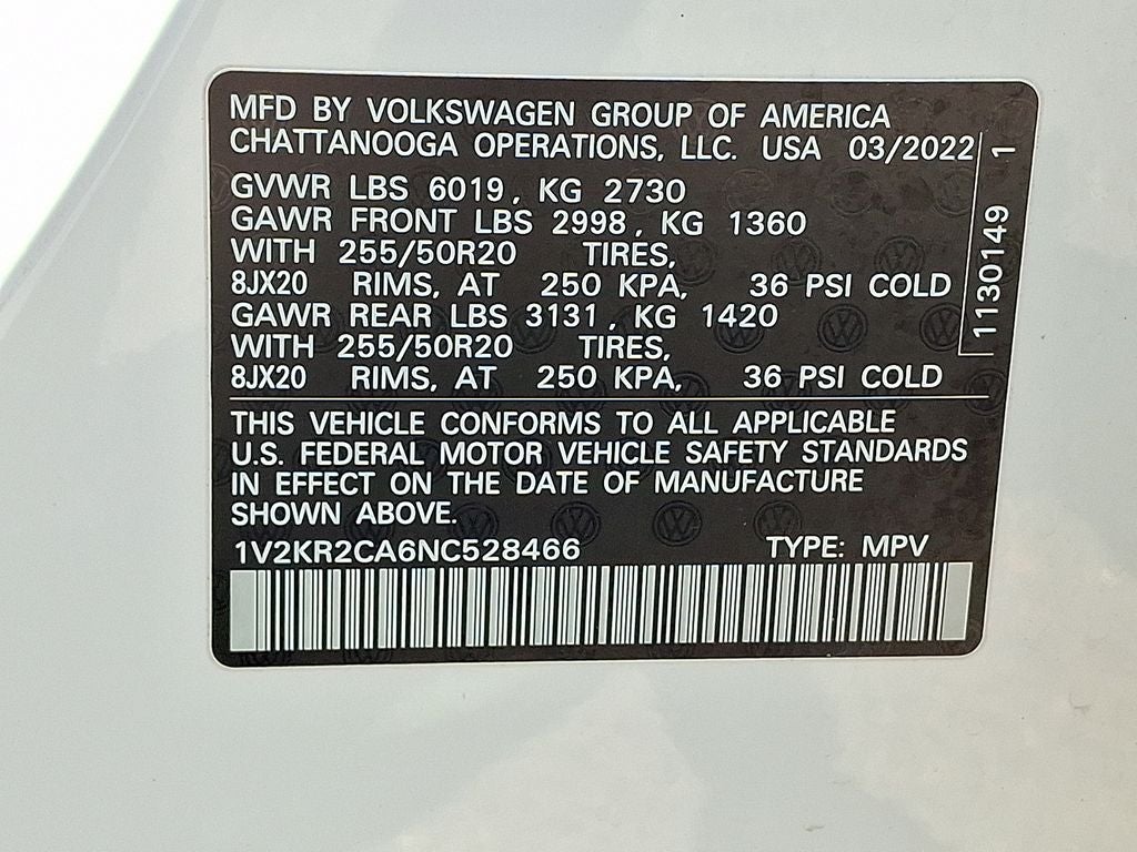 2022 Volkswagen Atlas 3.6L V6 SE w/Technology