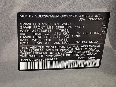 2026 Volkswagen Atlas 2.0T SE