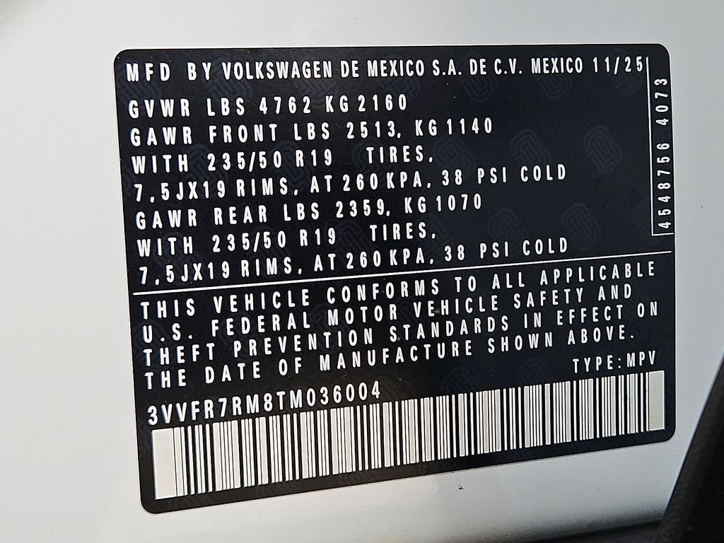 2026 Volkswagen Tiguan 2.0T SE