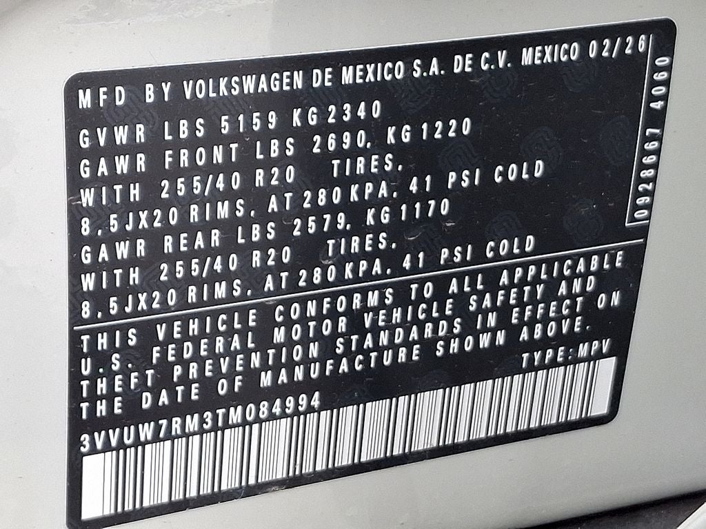 2026 Volkswagen Tiguan 2.0T SEL R-Line Turbo