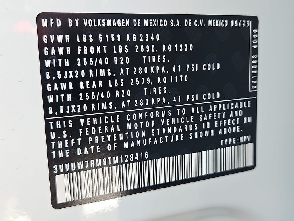 2026 Volkswagen Tiguan 2.0T SEL R-Line Turbo
