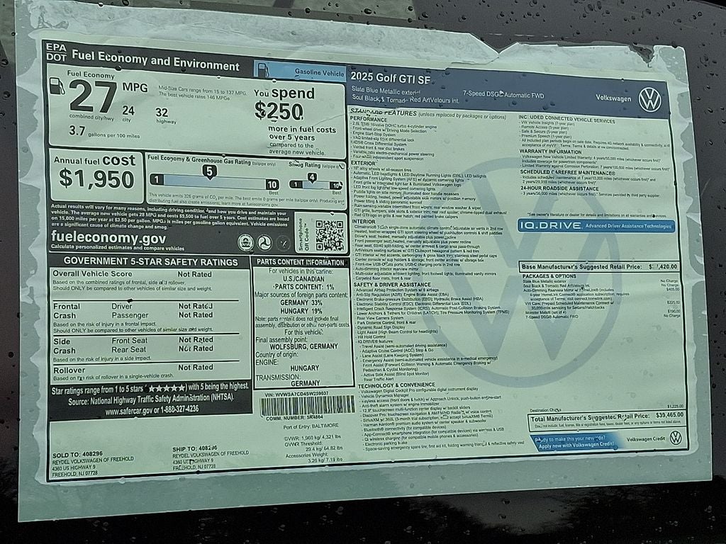 2025 Volkswagen Golf GTI 2.0T SE