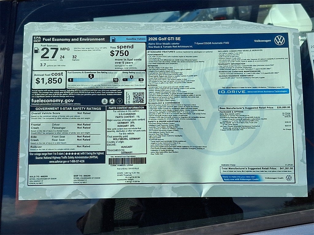 2026 Volkswagen Golf GTI 2.0T SE