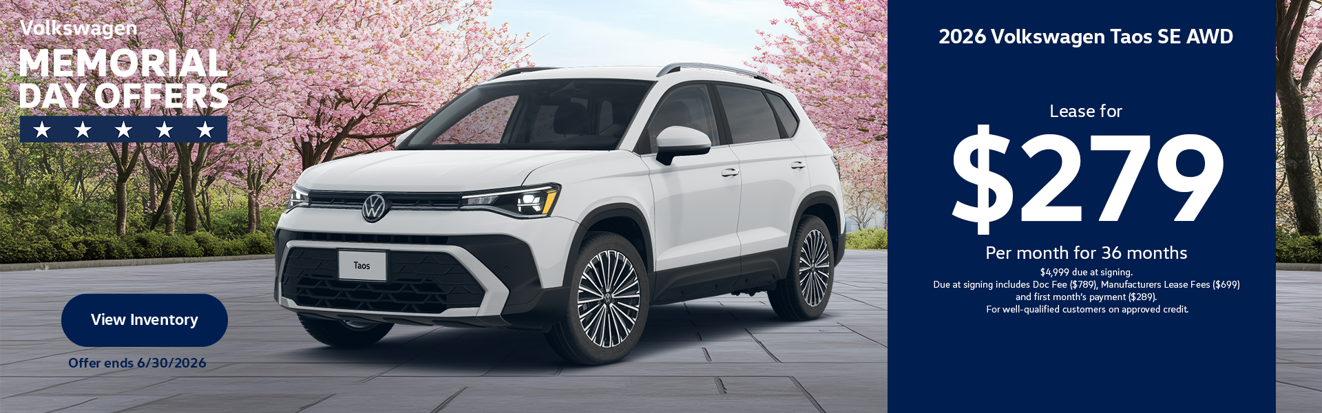 2026 Volkswagen Taos SE AWD Lease Special in Edison, NJ